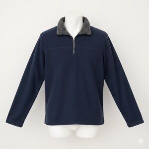 London Fog US L Navy Blue/Gray Fleece Quarter Sip